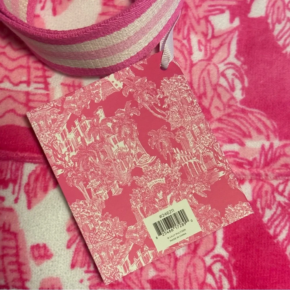 New Lilly Pulitzer Towel Tote pink Palm Beach Toile